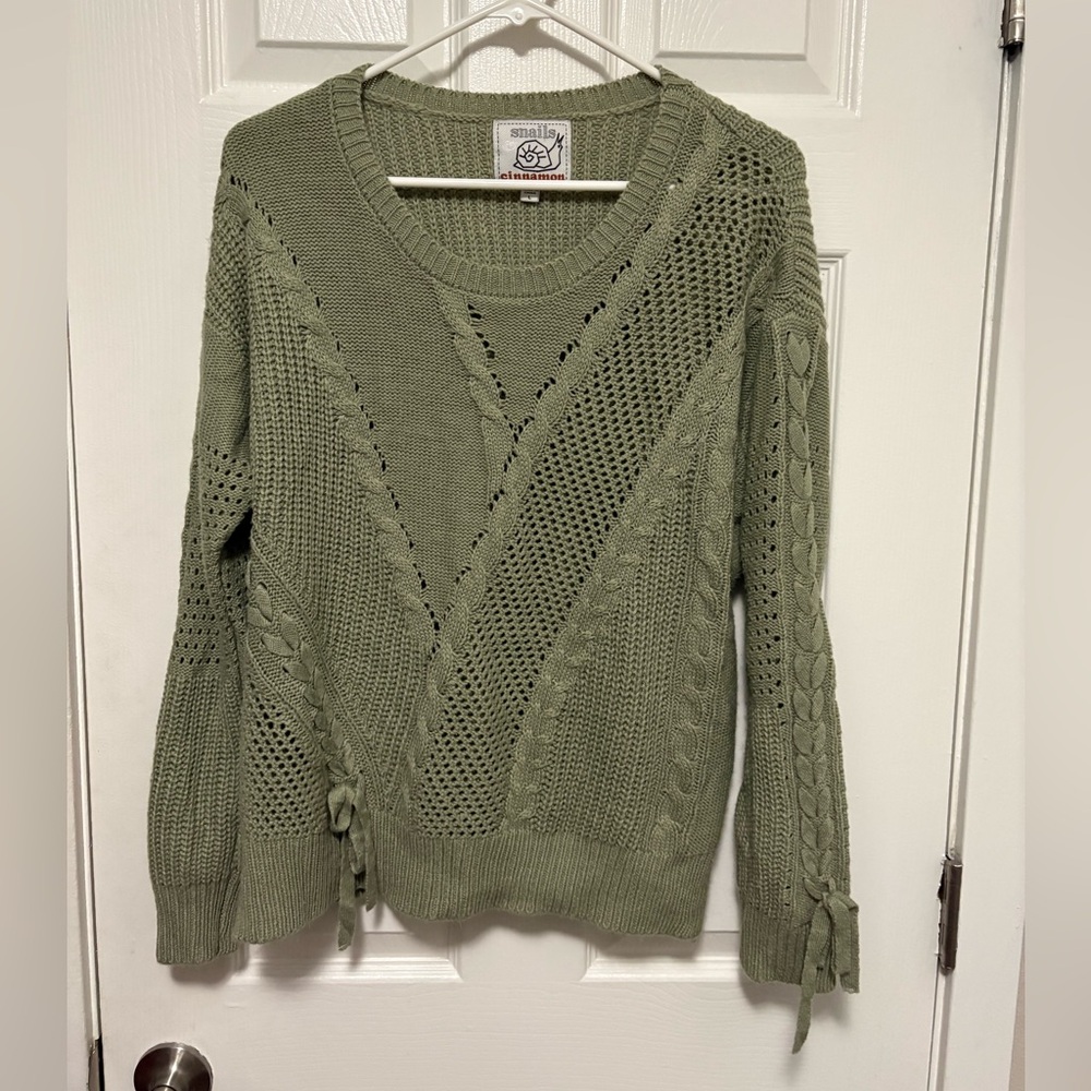 *Anthropologie Snails & Cinnamon Sage Green Multi Knit Large Sweater #IR